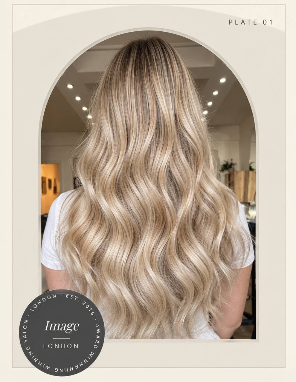 Long blonde hair, styled at Image London
