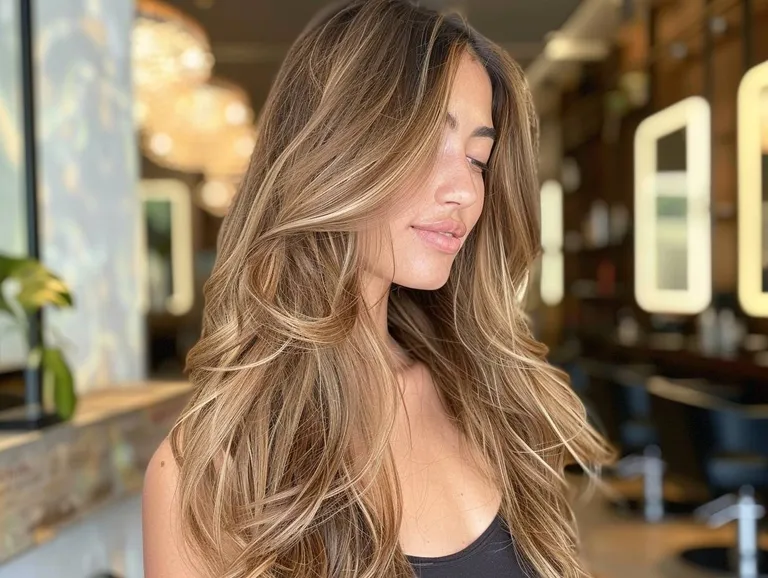 Full placement balayage with honey caramel dimension at Image London
