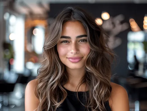 Comparison of healthy glossy hair after professional K18 and Olaplex repair treatment in a modern London salon