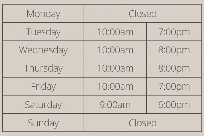 The image details the opening times for the Image London Bermondsey salon